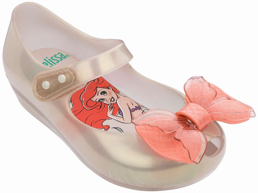 Bailarinas Mini Melissa Little Mermaid Ultragirl Bebe - Doradas/Coral - Argentina QBN-532781
